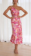 Sophie | Bloemenprint Midi-jurk met Eén Schouder