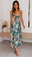 Vestido midi floral verde