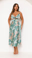 Vestido midi floral verde