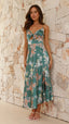 Vestido midi floral verde