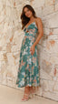 Vestido midi floral verde