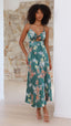 Vestido midi floral verde