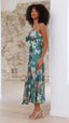 Vestido midi floral verde