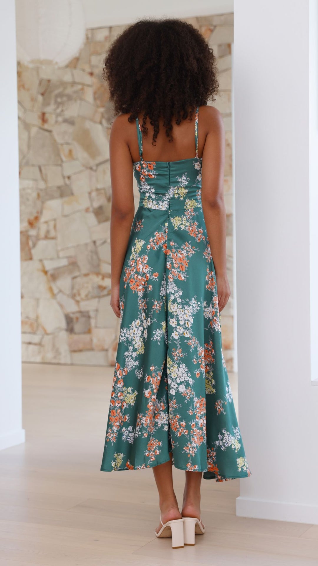 Green Floral - Midi Dress