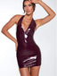 Jordyn | Μίνι Φόρεμα Bodycon με Λαιμόκοψη V και Χιαστί Λουράκι