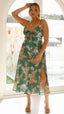 Vestido midi floral verde