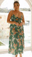 Vestido midi floral verde
