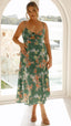 Vestido midi floral verde