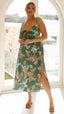 Vestido midi floral verde