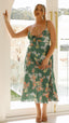 Vestido midi floral verde