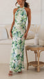 Shannon | Vestido largo con cuello halter y estampado floral