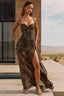 Vestido corsé asimétrico fruncido en estampado de leopardo