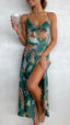 Vestido midi floral verde